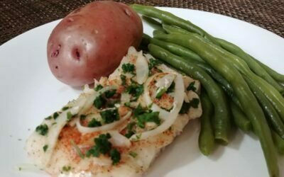 Lemon Baked Cod w/ Green Beans & Baked Potato