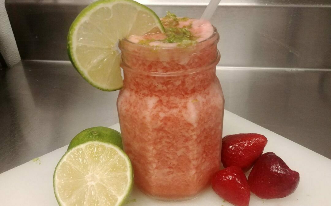 Frozen Strawberry-Agave Limeade Margarita