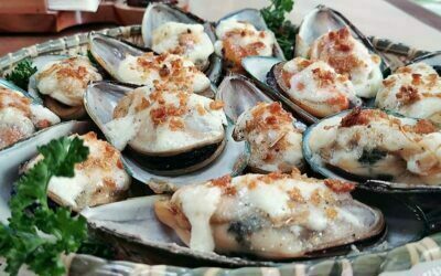 Baked Stuffed Mussels, Garlic Roasted Stuffed Mussels